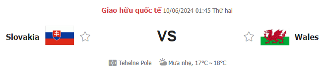 Nhận định bóng đá Slovakia vs Xứ Wales, ngày 10/6